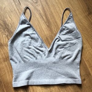 Free People Women’s M/L Ribbed V-Neck Brami in Heather Grey